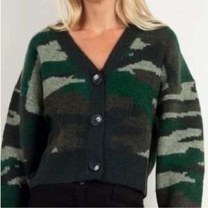 LNA Clothing CAMO JACQUARD CARDIGAN - CAMOFLAUGE L